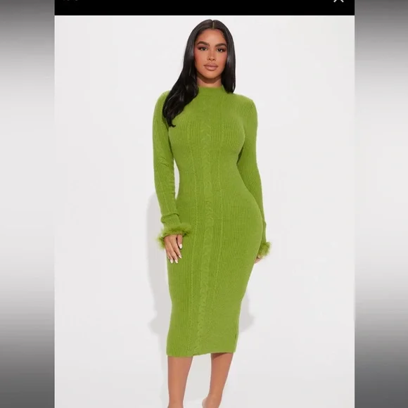 Fashion Nova Dresses Green Midi Sweater Dress Poshmark